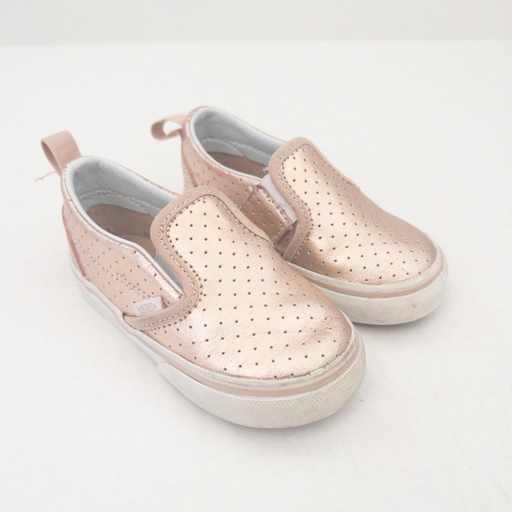 Vans Rose Gold Toddler Slip Ons, size 6